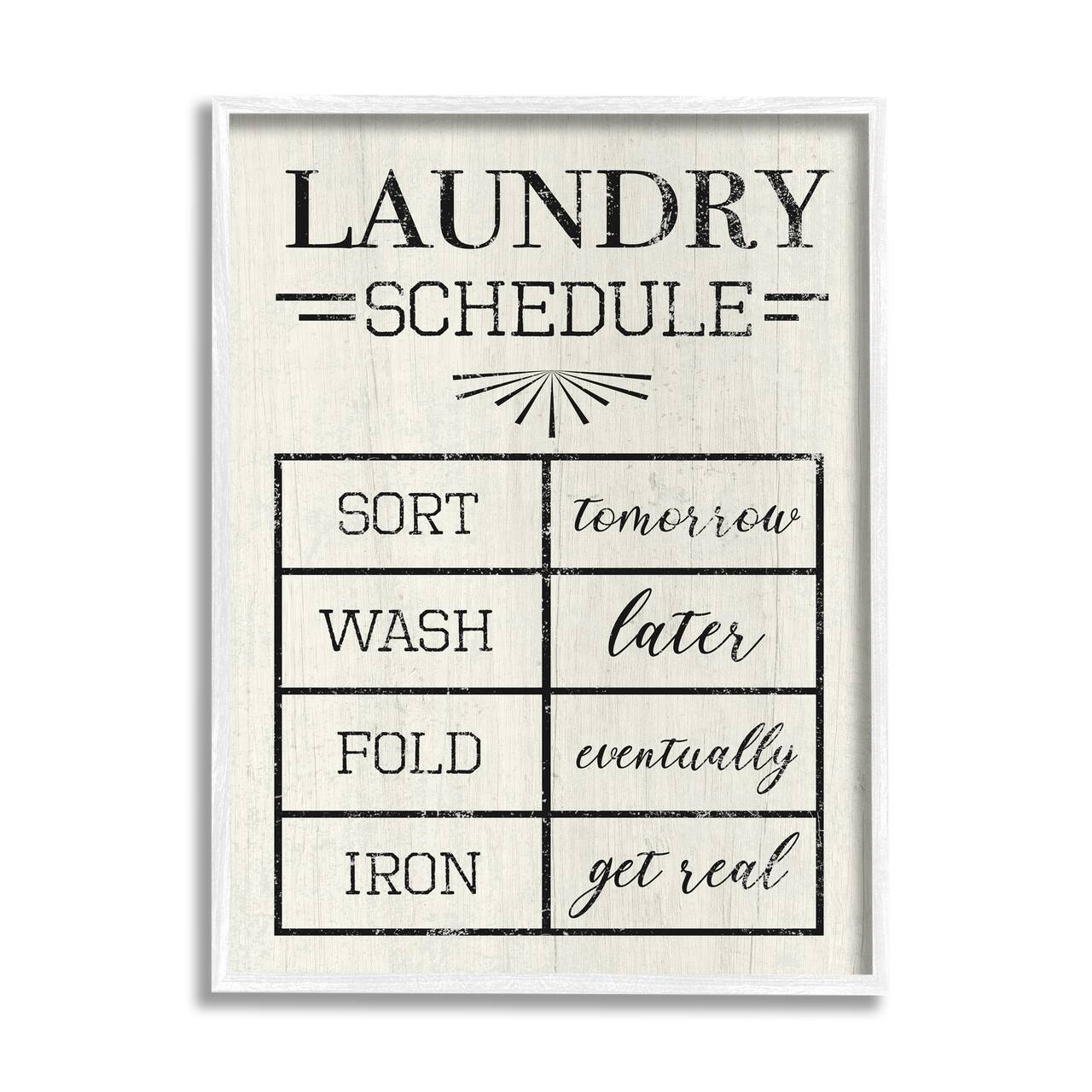 Stupell Industries Farmhouse Laundry Schedule Sort Tomorrow Wash Later Framed Wall Art